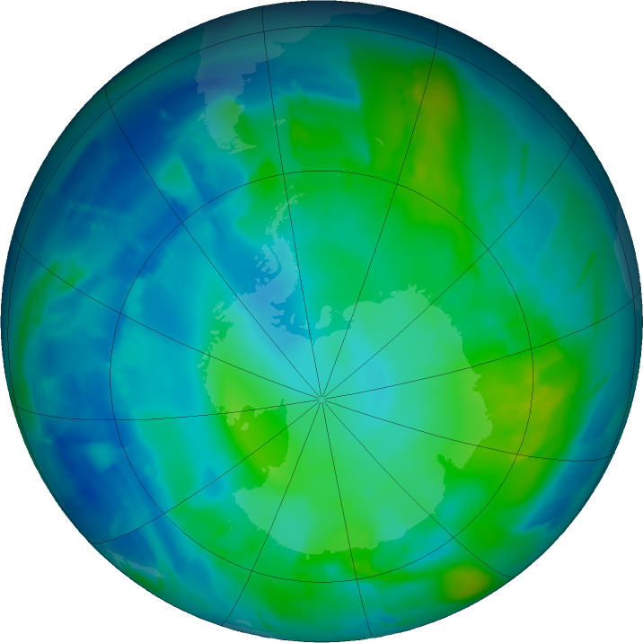 Antarctic ozone map for 07 May 2011